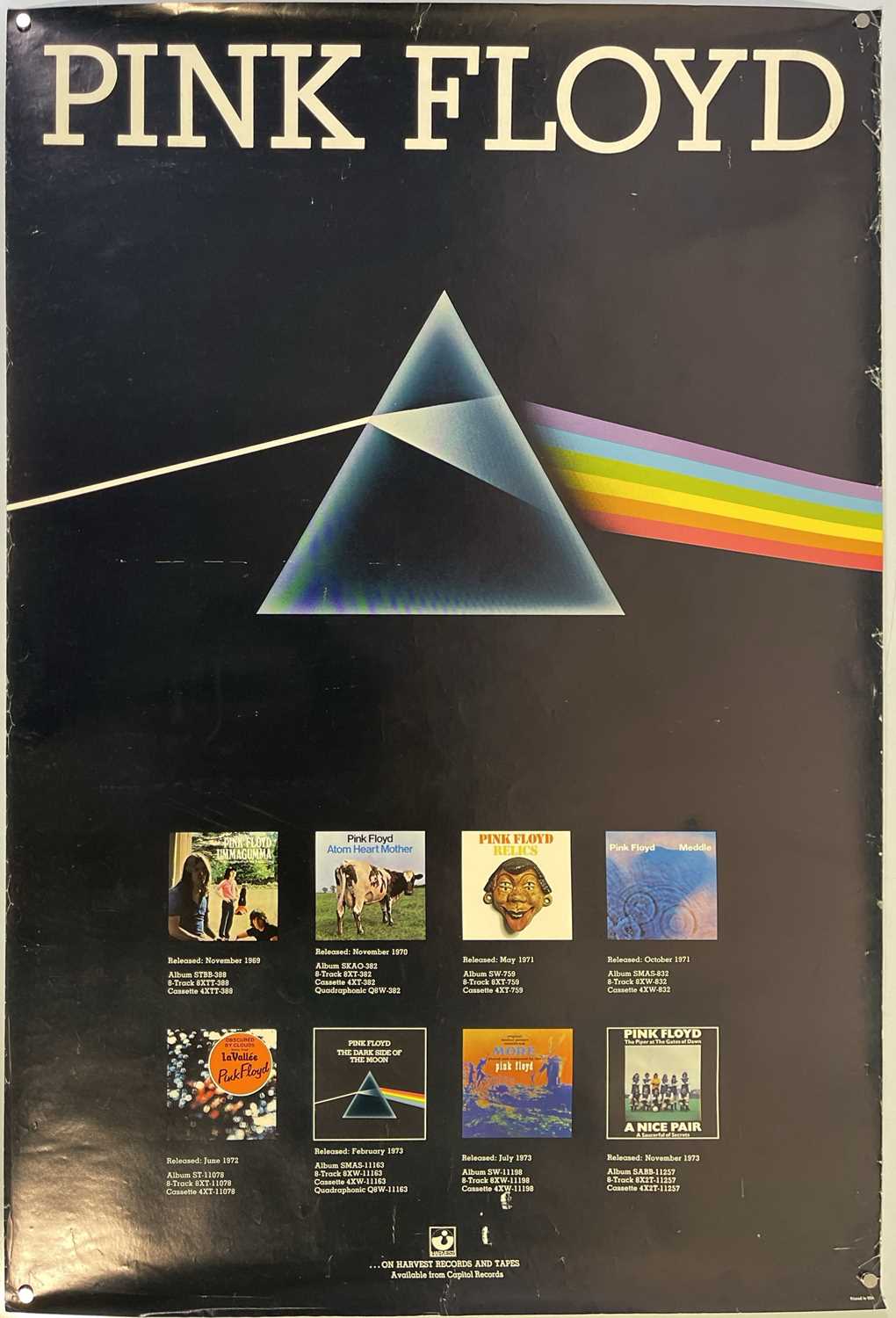 Lot 43 - PINK FLOYD - AN ORIGINAL 1973 DISCOGRAPHY POSTER.