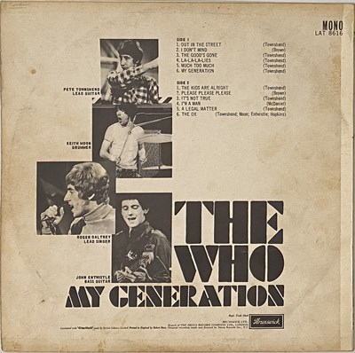 Lot 41 - THE WHO - MY GENERATION LP (UK MONO ORIGINAL - BRUNSWICK - LAT.8616)