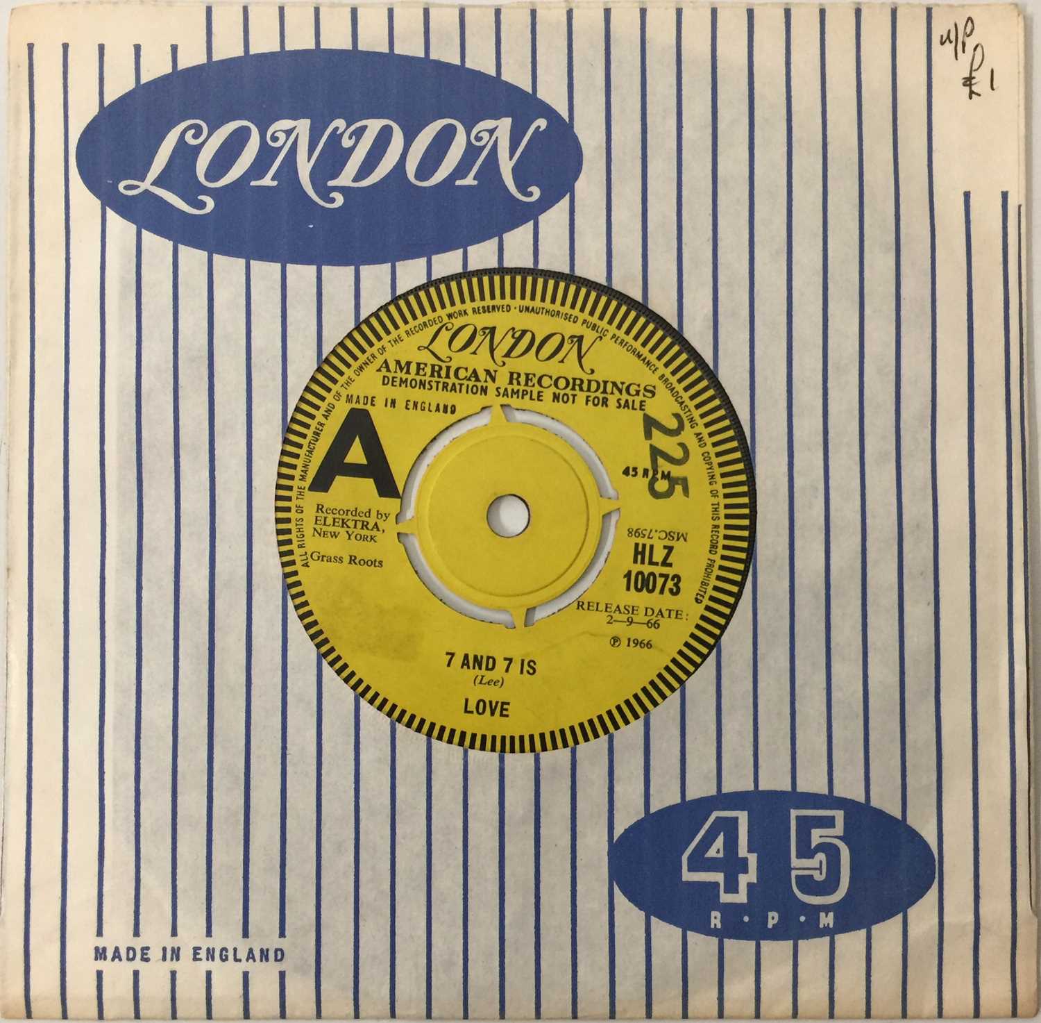 Lot 119 - LOVE - 7 AND 7 IS C/W No. FOURTEEN 7" (PROMO - LONDON HLZ 10073)