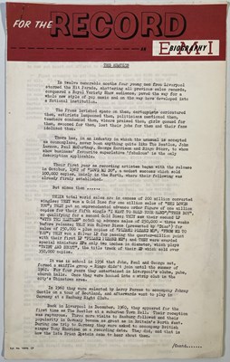 Lot 422 - THE BEATLES - ORIGINAL MARCH 1968 EMI BIOGRAPHY SHEET.