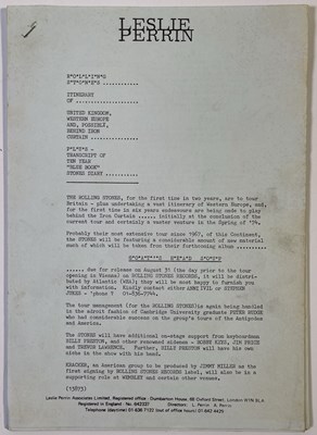Lot 408 - THE ROLLING STONES - ORIGINAL 1973 GOAT'S HEAD SOUP / TOUR PRESS RELEASE.