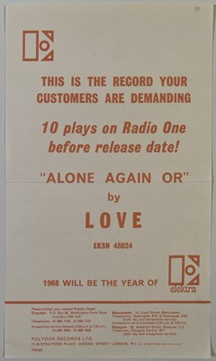 Lot 382 - LOVE - ORIGINAL 1968 ELEKTRA PROMOTIONAL POSTER