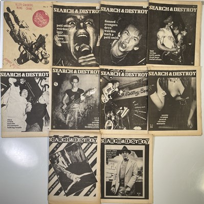 Lot 462 - PUNK MEMORABILIA - ISSUES 1-10 OF 'SEARCH AND DESTROY' ZINE.