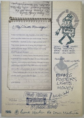 Lot 479 - JOY DIVISION INTEREST - ROB GRETTON '1 TOP CLASS MANAGER' BOOK AND BADGE SET.