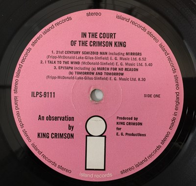 Lot 979 - KING CRIMSON - IN THE COURT OF THE CRIMSON KING LP (ORIGINAL ISLAND - SOLID PINK - ILPS-9111 A2/B2)