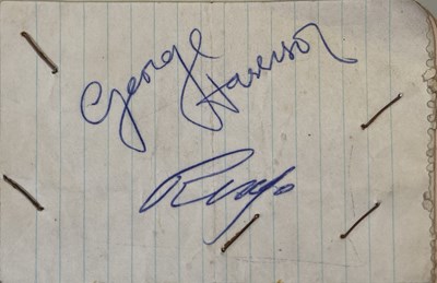 Lot 241 - THE BEATLES - AUTOGRAPH BOOK WITH RINGO STARR AND GEORGE HARRISON AUTOGRAPHS.