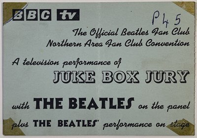Lot 227 - THE BEATLES - ORIGINAL 1963 JUKE BOX JURY TICKET.