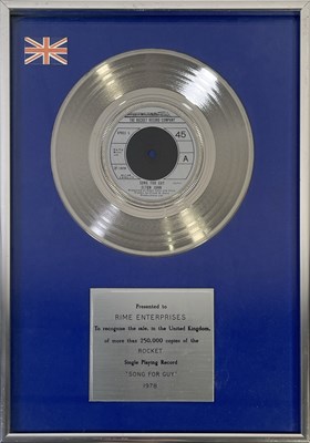 Lot 318 - ELTON JOHN - BPI SINGLES AWARD FOR 'SONG FOR GUY'.