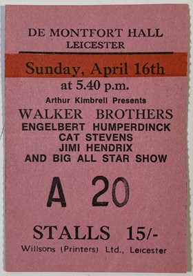 Lot 444 - JIMI HENDRIX - ORIGINAL 1967 TICKET STUB.