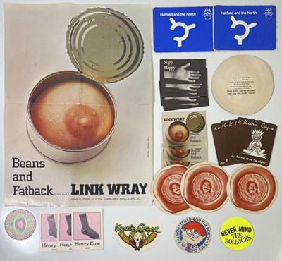 Lot 40 - VIRGIN RECORDS - COLLECTION OF EARLY MEMORABILIA INC SEX PISTOLS UNUSED STICKER.