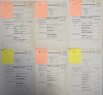 Lot 72 - BBC TRANSCRIPTION DISC CUE SHEETS - 'IN CONCERT' INC CARAVAN / ELO / RORY GALLAGHER.