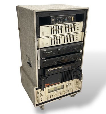 Lot 13 - RACK MOUNTED EQUIPMENT IN CUSTOM-BUILT CASE - INC ROTEL RA1412.