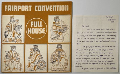 Lot 446 - FAIRPORT CONVENTION - A COPY OF 'FULL HOUSE' WITH HANDWRITTEN LETTER BY RICHARD THOMPSON ON HIS SLEEVE NOTES.