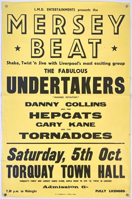 Lot 218 - MERSEY BEAT - AN ORIGINAL C 1963 UNDERTAKERS / TORNADOES CONCERT POSTER.