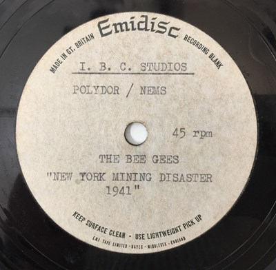 Lot 307 - THE BEE GEES - NEW YORK MINING DISASTER 1941 7" (EMIDISC ACETATE)