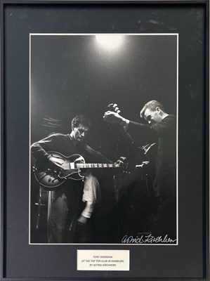 Lot 214 - BEATLES INTEREST - ASTRID KIRCHHERR SIGNED TOP TEN CLUB HAMBURG PHOTO.
