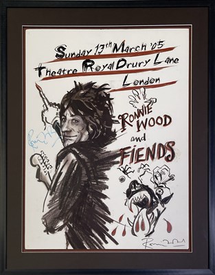 Lot 415 - THE ROLLING STONES - RONNIE WOOD SIGNED PRINT.