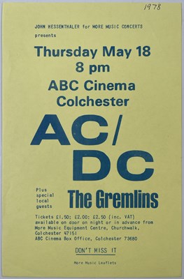 Lot 464 - AC/DC - HANDBILL FOR COLCHESTER - 18TH MAY 1978.