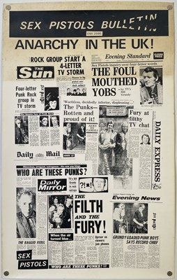 Lot 547 - THE SEX PISTOLS - JAMIE REID DESIGNED 'SEX PISTOLS BULLETIN' POSTER FOR 'ANARCHY..'