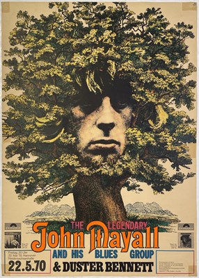 Lot 450 - JOHN MAYALL - ORIGINAL 1970 GUNTHER KIESER DESIGNED CONCERT POSTER.