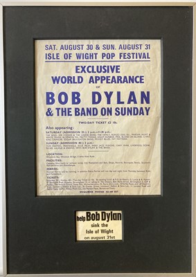 Lot 419 - BOB DYLAN ISLE OF WIGHT 1969 FLYER AND STICKER.