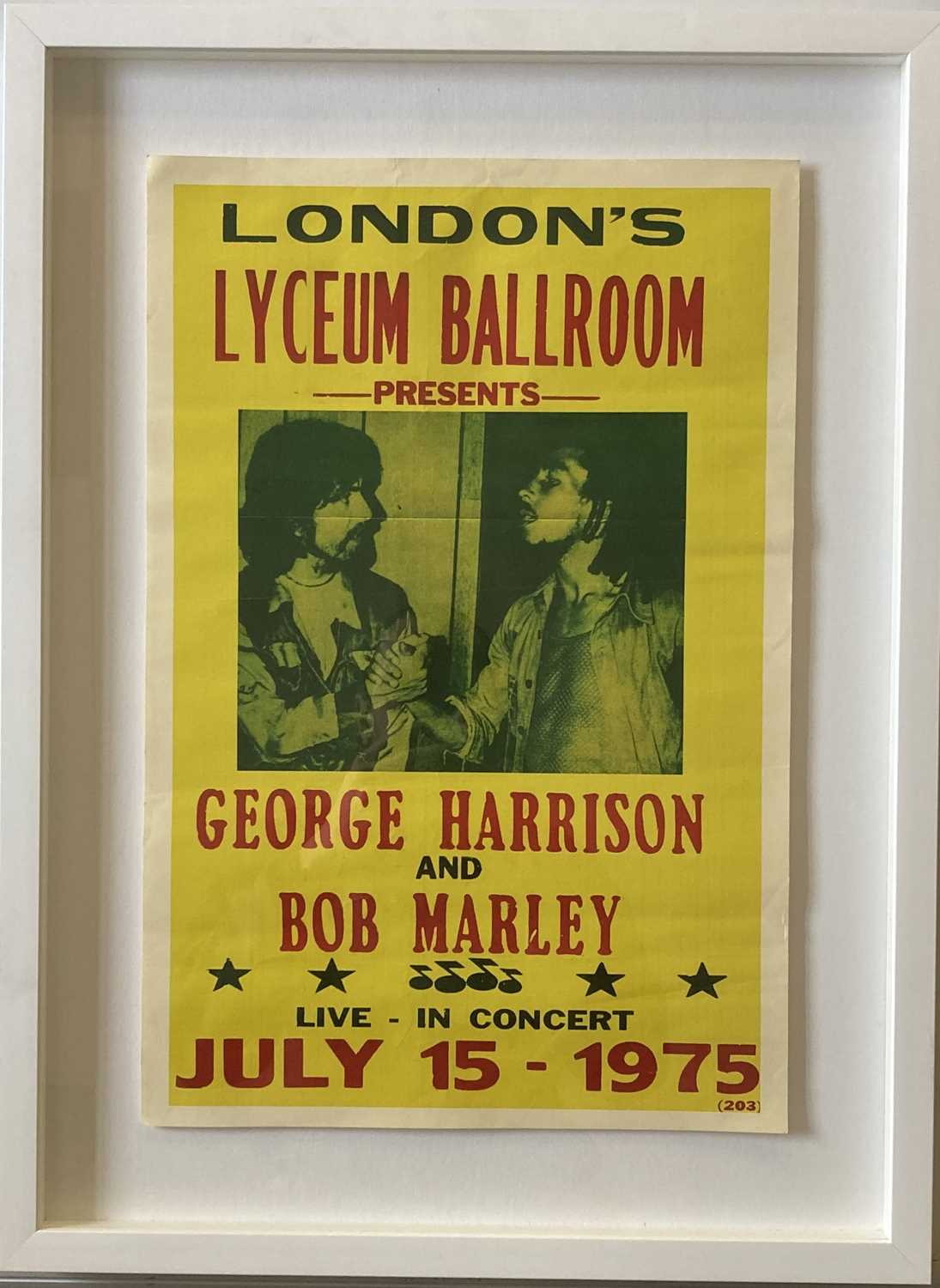 Lot 311 - GEORGE HARRISON / BOB MARLEY 'FICTIONAL CONCERT' POSTER.