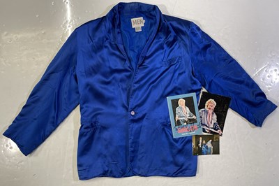Lot 55 - ROD STEWART - OWNED AND WORN BLUE SILK JACKET AND SIGNED MEMORABILIA COLLECTION.