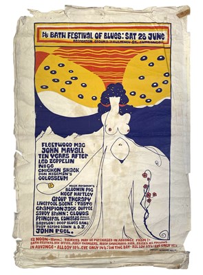 Lot 150 - BATH FESTIVAL OF BLUES - ORIGINAL 1969 POSTER - LED ZEPPELIN / FLEETWOOD MAC AND MORE.
