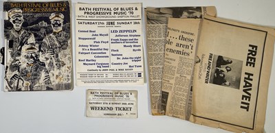 Lot 152 - BATH FESTIVAL OF BLUES AND PROGRESSIVE MUSIC 1970 - PROGRAMME, TICKET AND HANDBILL.