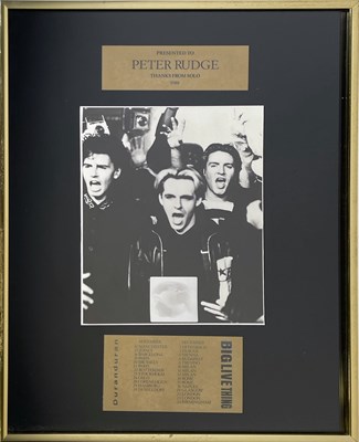 Lot 469 - DURAN DURAN - IN-HOUSE AWARD PRESENTED TO PETER RUDGE.
