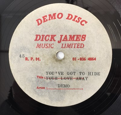Lot 50 - THE BEATLES - YOU'VE GOT TO HIDE YOUR LOVE AWAY 7" (DICK JAMES ACETATE)
