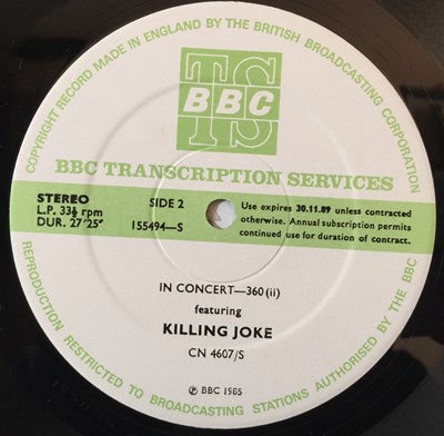 Lot 138 - SHRIEKBACK/KILLING JOKE - IN CONCERT - 360 LP (ORIGINAL BBC TRANSCRIPTION SERVICE RELEASE - CN 4607/S)