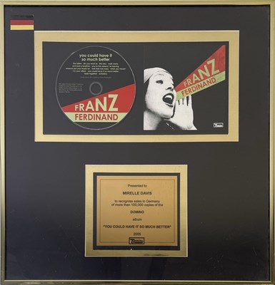 Lot 391 - FRANZ FERDINAND - YOU COULD HAVE IT SO MUCH BETTER PRESENTATION AWARD.