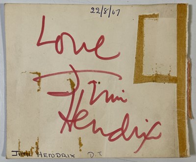 Lot 466 - JIMI HENDRIX - 1967 AUTOGRAPHED PAGE.