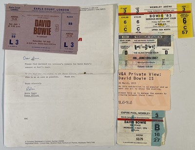 Lot 297 - DAVID BOWIE - TICKETS INC PRESS LETTER.