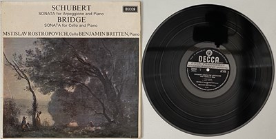 Lot 1162 - SCHUBERT/BRIDGE - MSTISLAV ROSTROPOVICH - SONATA FOR CELLO AND PIANO LP (DECCA SXL 6426 - ED1)