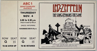 Lot 332 - LED ZEPPELIN - UNUSED INVITE FOR 'SONG REMAINS THE SAME' PREMIERE.