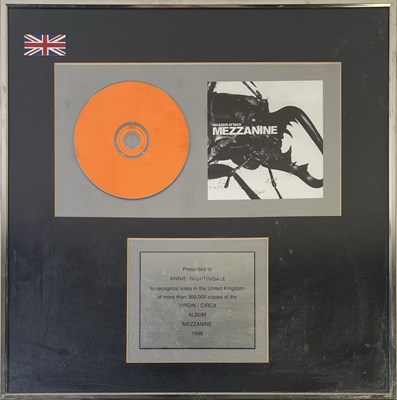 Lot 343 - MASSIVE ATTACK - IN HOUSE AWARD PRESENTED TO ANNIE FOR 'MEZZANINE'.