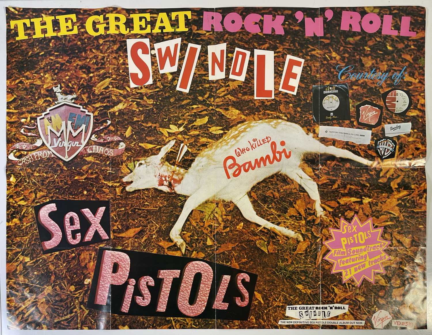 Lot 351 - THE SEX PISTOLS - AN ORIGINAL 'GREAT ROCK N ROLL SWINDLE' PROMO POSTER.