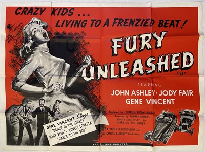 Lot 186 - GENE VINCENT - ORIGINAL FURY UNLEASHED (1958) UK QUAD POSTER.