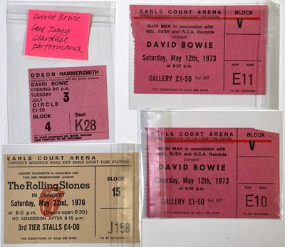 Lot 572 - DAVID BOWIE - TICKET COLLECTION INC LAST EVER ZIGGY SHOW JULY 1973.