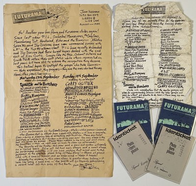 Lot 538 - SIOUXSIE AND THE BANSHEES / PSYCHEDELIC FURS / U2 / ECHO AND THE BUNNYMEN - ORIGINAL FUTURAMA 2 FESTIVAL TICKETS AND NEWSLETTER/HANDBILL.