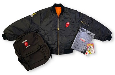 Lot 423 - THE ROLLING STONES - VOODOO LOUNGE MEMORABILIA INC BOMBER JACKET.