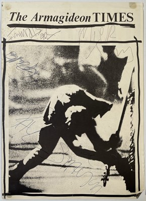 Lot 277 - THE CLASH - SIGNED ARMAGIDEON TIMES PAGE.
