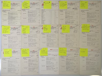 Lot 78 - BBC TRANSCRIPTION DISC - 'TOP OF THE POPS' CUE SHEETS INC PRETTY THINGS, ZOMBIES ETC.