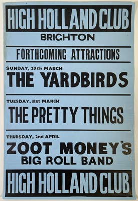 Lot 235 - THE YARDBIRDS / PRETTY THINGS / ZOOT MONEY - 'HIGH HOLLAND' TRIBUTE LISTINGS POSTER.
