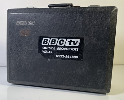 Lot 82 - BBC MEMORABILIA - CASE / BADGES / MUG / TOWEL ETC.