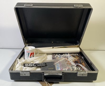 Lot 82 - BBC MEMORABILIA - CASE / BADGES / MUG / TOWEL ETC.