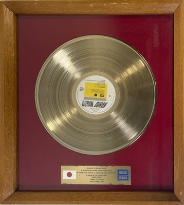 Lot 470 - DURAN DURAN - ORIGINAL JAPANESE GOLD DISC AWARD.