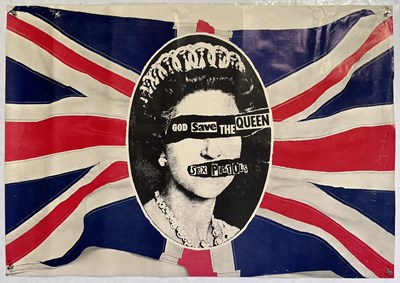 Lot 553 - THE SEX PISTOLS - AN ORIGINAL PROMOTIONAL POSTER FOR GOD SAVE THE QUEEN.